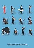  Cuaderno de pentagramas: Cuaderno de música: 100 páginas. Tamaño A4. Papel blanco. 10 pentagramas por página. Pentagramas con clave de Fa. Vista previa en la parte posterior del cuaderno.