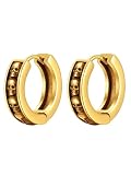 ChainsPro リングピアス メンズ 18金めっき ステンレス フープピアス つけっぽなし アレルギー対応 19G ドクロ 両耳 アクセサリー（ゴールド）