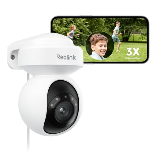Reolink 5MP PTZ Überwachungskamera Aussen,3X Optischer Zoom, 2,4/5GHz WLAN Kamera Outdoor mit Personen-/Fahrzeugerkennung, Automatischer Verfolgung, Vollfarb-Nachtsicht, 2-Wege-Audio, E1 Outdoor