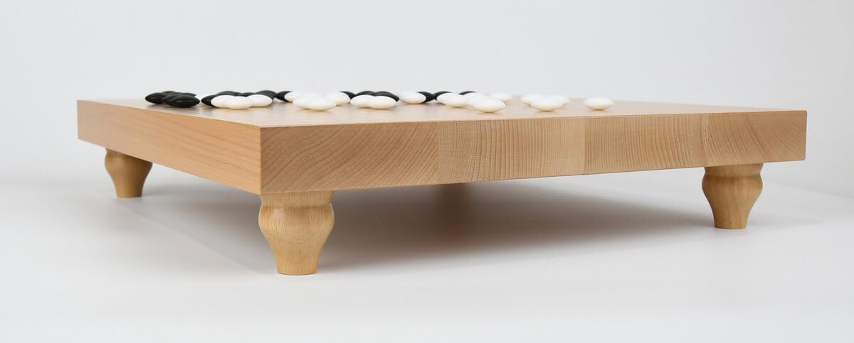 Masters Go Set with Raised Wooden Board and Yunzi Go Stones - Wooden Goban with Authentic 9mm Bi-Convex Yunzi Go Stones and Go Bowls - Full Size Go Set For Beginners and Experienced Players