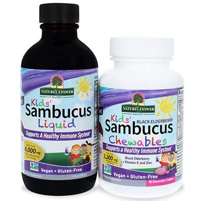 Nature's Answer Bioavailable Sambucus Kids Formula | 4-Fluid Ounces | Kosher Certified Organic Elderberry Syrup | Great Taste & Gluten-Free | Dietary Supplement | No Artificial Preservatives #TOP30