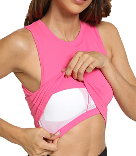 Image of Sports Bras for Women Removable Padded Athletic Yoga Running Crop Tops Sleeveless Gym Workout Tops