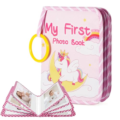 Oaygat Baby's My First Family Photo Album 17 4x6 Pictures Soft Cloth Photo Album Unisex Kids' Personalized Memory Photos Albums for Family Baby Shower Party Toddler Kid Girl