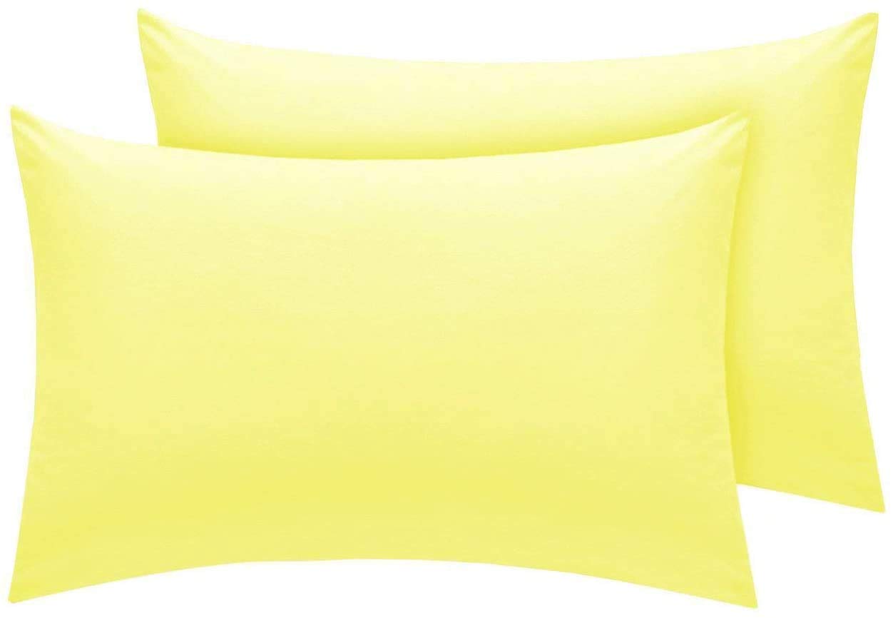 Homes-Linen Lemon Percale Easy Care Housewife Polycotton Pillowcases (Lemon)