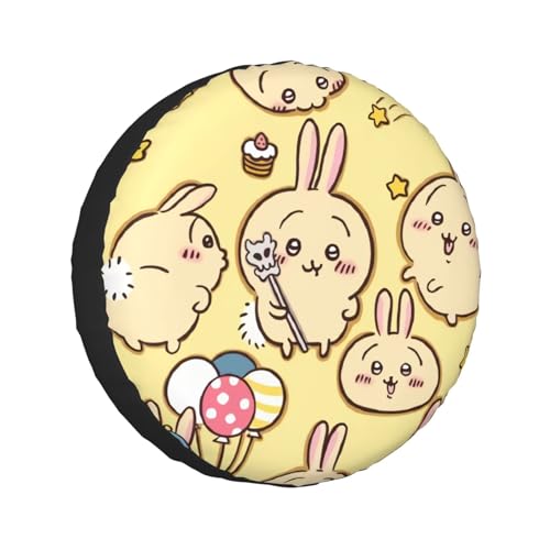 タイヤカバー ちいかわ うさぎ スペアタイヤカバー おしゃれ タイヤ収納 防塵 防水 防紫外線 日焼け止 汚れ防止 劣化対策 タイヤバッグ 持ち運び便利 取付簡単 カー用品 14〜17インチ 屋外 軽自動車 普通車 汎用 14インチ:直径60-69cm
