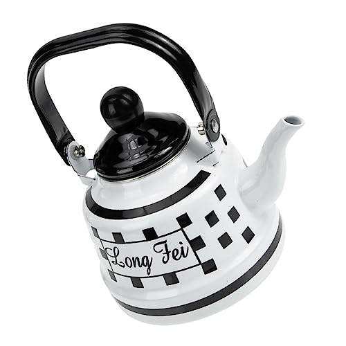 Toddmomy Outdoor Enamel Water Kettle Vintage Handheld Stovetop Kettle for Camping Tea Supply Scalding Handle Practical Heating Pot for Home Office Use