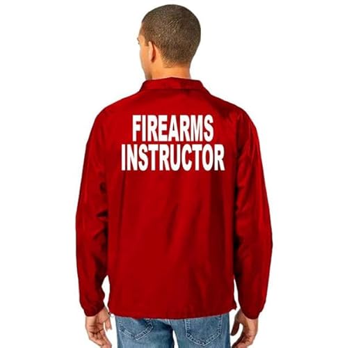 Service and First Responders Firearms Instructor Coach Jackets Event Staff Men’s and Women’s Windbreaker (US, Alpha, X-Large, Regular, Regular, Firearms Instructor - Red)