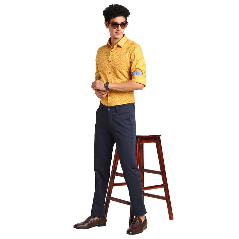 Pantalon décontracté en coton stretch marine pour vos journées de bureau