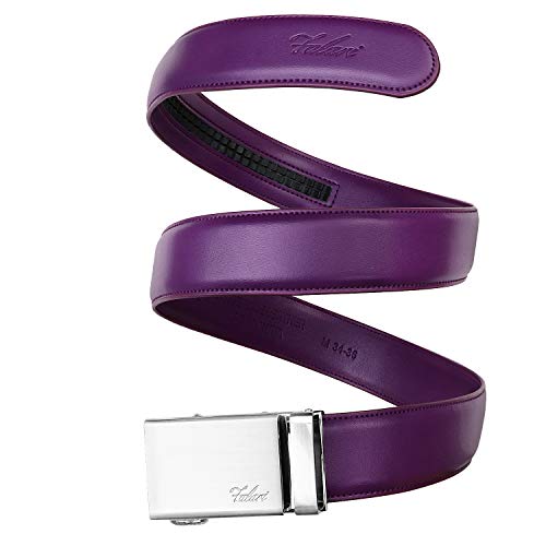 Image of Falari Men Unisex Genuine Leather Ratchet Dress and Casual Belt, Automatic Sliding Buckle, Trim to Fit