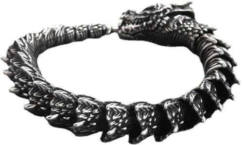 Bracelet tête de dragon en argent S925, le cadeau rétro parfait pour homme de caractère
