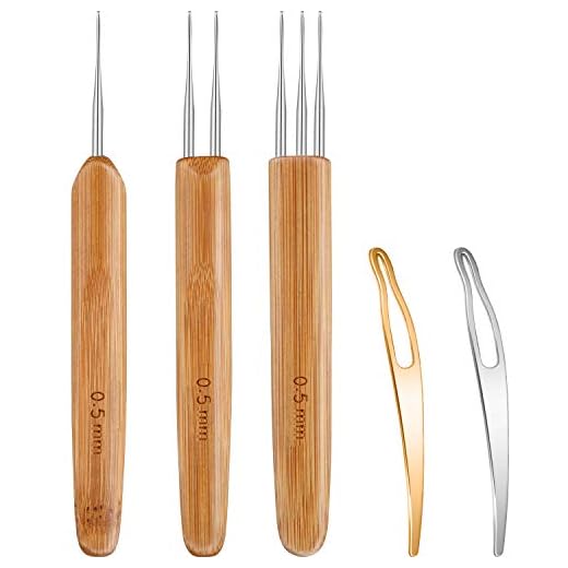 5 Pieces Dreadlocks Crochet Hook Tool Crochet Needles Includes 3 Pieces Dreadlocks Crochet 1 Hook 2 Hooks 3 Hooks for Hair Dreads Braid Craft Weaving 2 Pieces Hair Locking Tool
