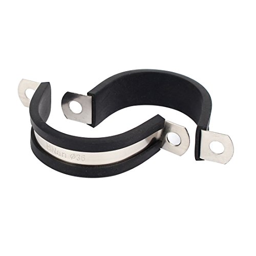 Aexit 36mm Dia Clamps EPDM Rubber Lined U Shaped Pipe Tube Wire Clamps Strap Clamps Clips 2pcs