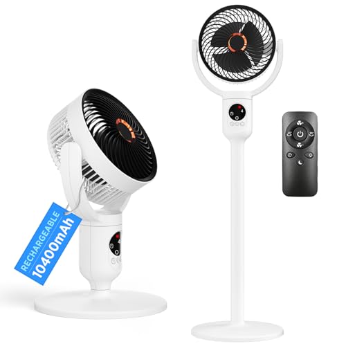 Lepwings Ventilateur sur Pied Rechargeable 10400 mAh avec Télécommande, Ventilateur Silencieux 4 Vitesses, Oscillation 90°, Minuterie 3/6/9H, pour Chambre,...