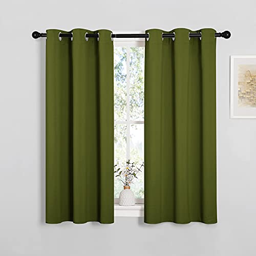 Image of NICETOWN Christmas Bedroom Curtain Panels Blackout Draperies, Holiday Christmas Decor Thermal Insulated Solid Grommet Blackout Curtains /Drapes (One Pair, 34 by 45-inch, Olive Green)