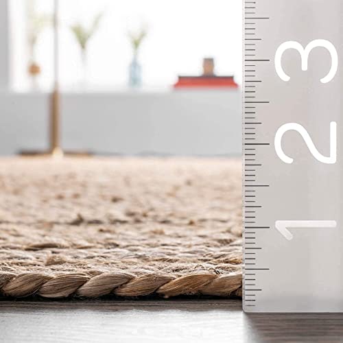 The Knitted Co. 100% Jute Area Rug 10 Feet Round Natural Fibers- Braided Design Hand Woven Carpet - Home Decor for Living Room Hallways Bedroom (Natural, 10 Feet Round) - Image 2