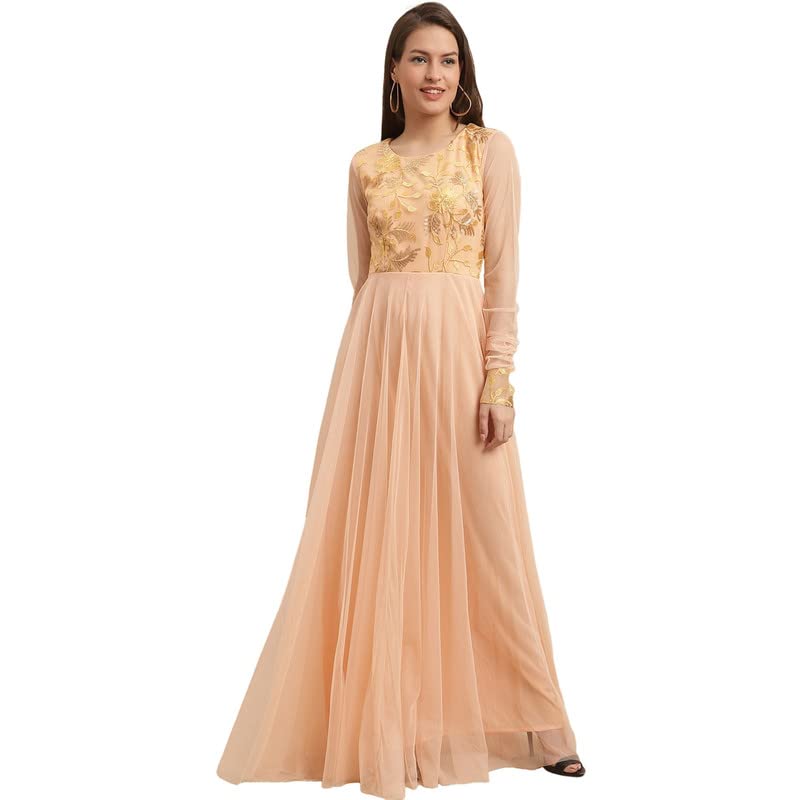 Just WowWomen Sequinned Floral Net Maxi Dres