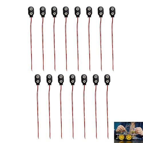 15 Piezas Conector Clip para Bateria 9V Tipo I, Conectores Clip con Cable de 15 cm, Portapilas Terminales para Pila 9 Voltios, Ideal para Proyectos Electrónicos, LED, Arduino y DIY