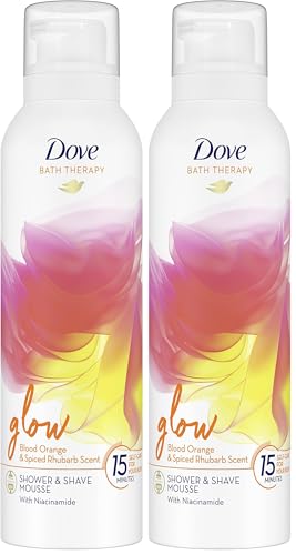 Dove Bath Therapy Glow Blood Orange & Spiced Rhubarb Scent Women's Shower Foam Shower Mousse with niacinamide to support the skin barrier 200 ml (Pack of 2)