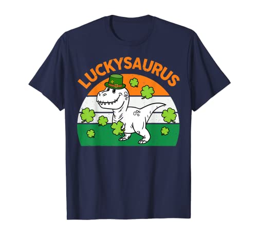Mens St Patricks Day Dinosaur Luckysaurus Leprechaun Irish Gift T-Shirt