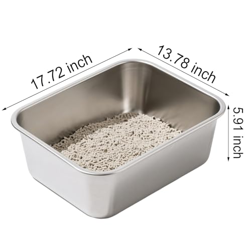 Arenero metálico para gato 2 unidades 17.72x13.78x5.91 pulgadas miniatura 2