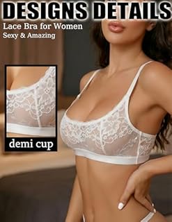 BFTBTY Women's See Through Bras Sheer Mesh Floral Lace Bralette Sexy Unlined Wireless Lingerie White M