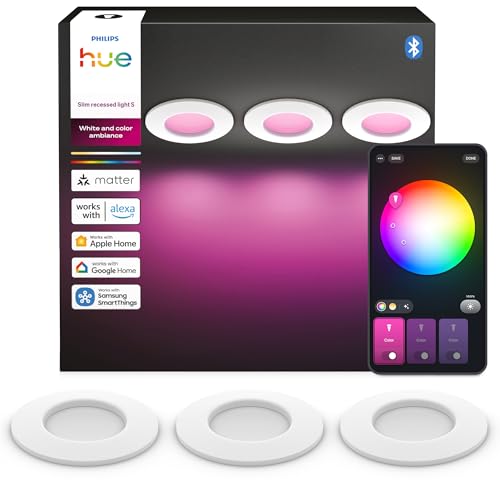 Philips Hue White&Color Ambiance, Spot Encastrable, 90mm, Pack de 3, Blanc