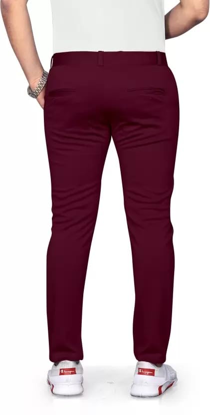 Image of Men's Lycra Stretch Casual Pants Slim Fit Comfortable Trousers Daily Use Solid Pants for Men TS K003 Parent