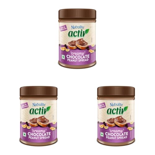 Image of Nutralite Activ Peanut Butter Chocolate Creamy | 1kg Jar | 20g Protein per 100g | High Dietary Fibre | Dark Choco Chips | Zero Trans-Fat | No Gluten | No Hydrogenated Oil | No Preservatives