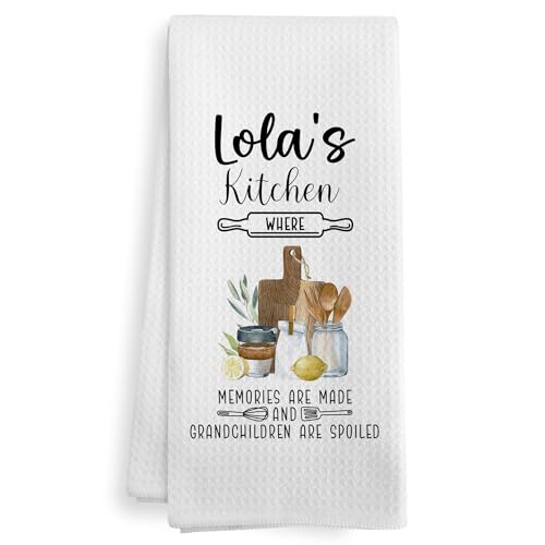 XNXLDYLH Lola Gifts Gift for Filipino Grandma from Grandkids Grandson Granddaughter, Mothers Day Christmas Birthday Gifts for Lola Women, Lola's Kitchen Dish Hand Tea Towels for Kitchen, 16x24 Inch