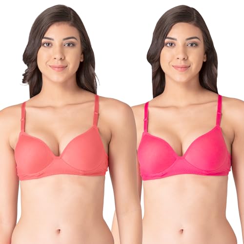 Image of Komli - Heavily Padded Push-Up Bra - Cotton Rich - Balconette - 3 /4th Coverage, Seamless, Wireless, Multiway Straps - T-Shirt Bra