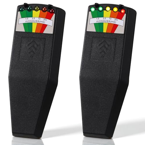 Sabary 2 Pack EMF Meter Detector for Ghost Hunting Equipment Tester, 5 LED Magnetic Field Detector for Home, Office & Outdoor Inspections, 9V Batteries Required (Not Included)