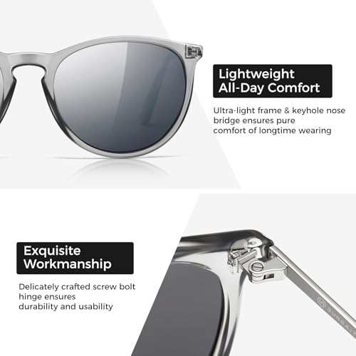 SUNGAIT Premium Vintage Round Sunglasses for Women Men Classic Retro Trendy Style SGT567-TQHSY — view 3