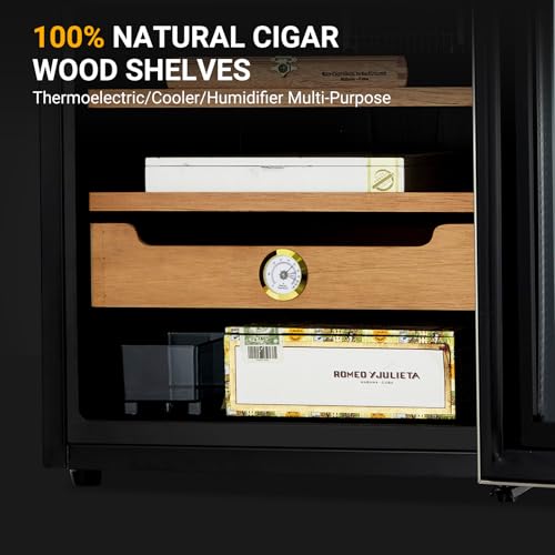 Cigar Humidor Cabinet 500 Count, 3 in 1 70L Electric Humidor with Hygrometer, Humidifier, Cooling Fan & Spanish Cedar Lining, Lights Control System, Desktop Multi Large Drawers, Gift for Cigar Lovers