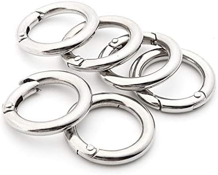 DeemoShop 6pcs 25mm Mini Circle Round Aluminum Alloy Carabiner Spring Snap Clip Hooks Keychain for Outdoor Camping Climbing Hiking