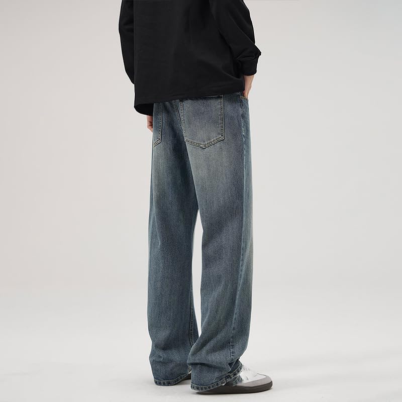 Men's Classic American Jeans Loose Fit Straight Leg Casual Pants4