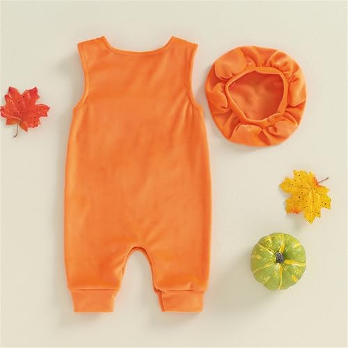 My First Thanksgiving New Children's Clothing Boys and Girls Baby Pumpkin Shape Sleeveless Long Ha Dress with Hat3
