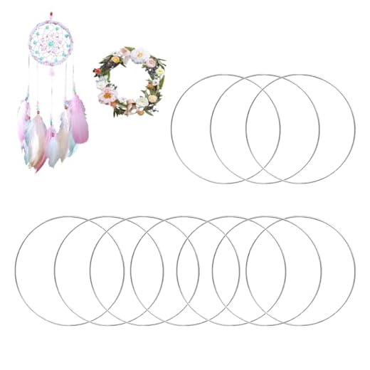 Hongoen 10 Stück Metallringe zum Basteln 10cm,Metallringe zum Basteln,Silber Traumfänger Ringe, Handwerkliche Metallring,Deko Ringe zum Aufhängen für DIY Floral Hoop,Hochzeitskranz
