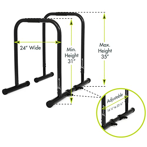 Prosourcefit Dip Stand Station, Ultimate Heavy Duty Body Bar Press With Safety Connector For Tricep Dips, Pull-Ups, Push-Ups, L-Sits, Black #TOP1