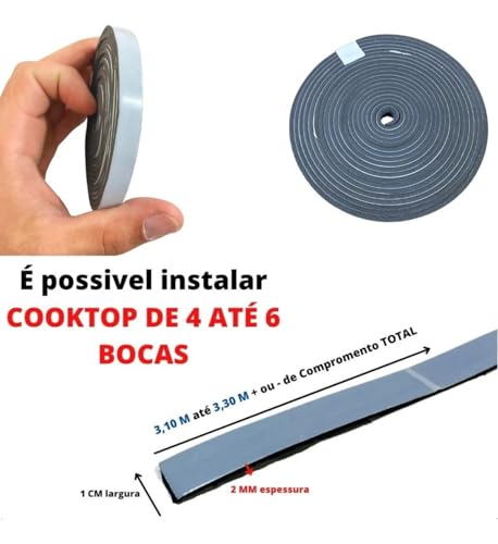 Borracha Fita Cola Vedação Fogão Cooktop Electrolux Brastemp 3,3 Metros