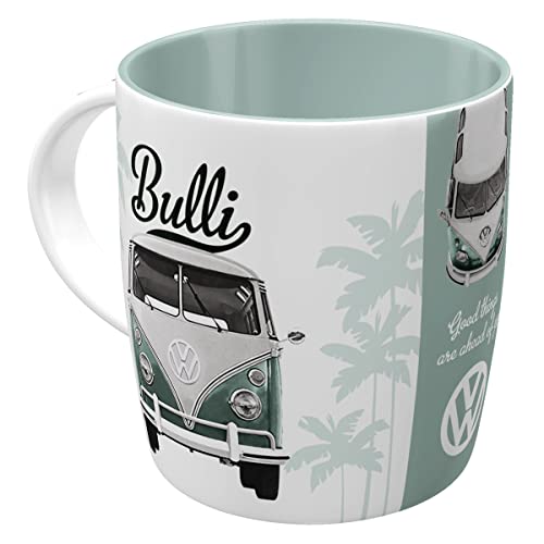 Nostalgic-Art Taza de café Retro VW Good Things Are Ahead of You – Idea de Regalo de Furgoneta Volkswagen, Cerámica, Diseño Vintage, 1 Unidad (Paquete de 1)