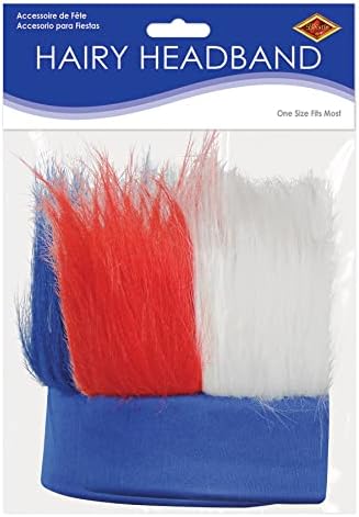 Beistle 60277-RWB Patriotic Colorful Hairy Headband, Red/White/Blue