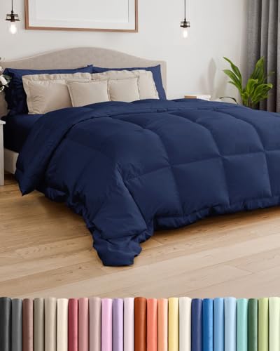 King Size, Navy Blue Alternative Down Comforter - Warm, Lightweight & Breathable Hotel Quality Bedding Set for Men, Women, Kids & Teens - All Season Oversized Cooling Microfiber Duvet Insert Comforter