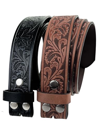 TOPACC 2 Pack Western Belts for Men Women Without Buckle Cowgirl Cowboy Belt Strap 1.5