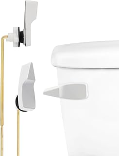 Hibbent Toilet Handle Replacement, Front Mount Tank Flush Lever Handle Compatible with American Standard, Toilet Trip Lever with Stainless Steel Flapper Chains, White