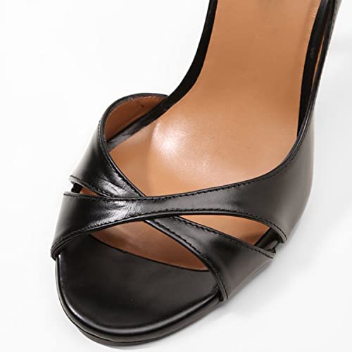 LEHOOR Women Peep Toe Stiletto High Heels Cross Strap D’Orsay Sandal Heels Slip On Retro 3.5 Inch Stiletto Heel Pumps Open Toe Side Cut Sandals Matte Sexy Office Wedding Chic 4-13 M US2