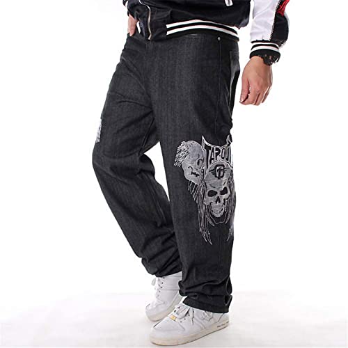 Men Baggy Jeans Y2k Straight Leg Embroidery Jeans Loose Skater Pants Wide Leg Denim Trousers2