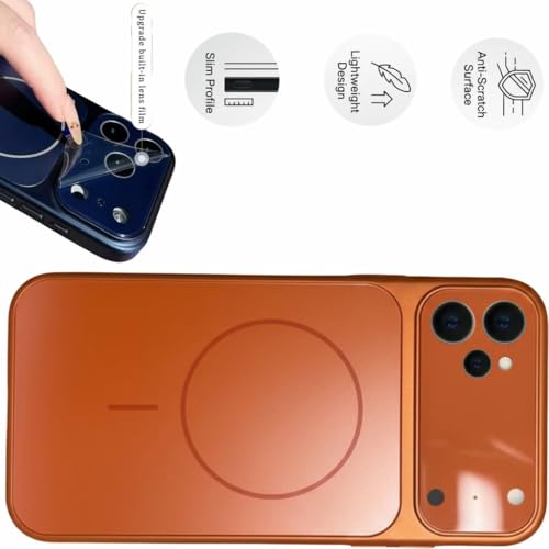 Image of for iPhone 12 |Convert to 17 pro /17 Pro Max Style Premium Back Glass Magsafe Wireless Charge Converter Cover Magnetic Case for iPhone 12 |Convert to 17 pro /17 Pro Max (Orange)