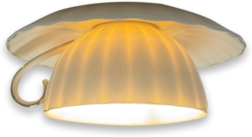 Coffee Mug Inspired Recessed Ceiling Light - Ceramic LED Downlight Housing with G4 Socket, Commercial Grade Baffle Trim for Bedroom/Office, Simple Retrofit Can Lights