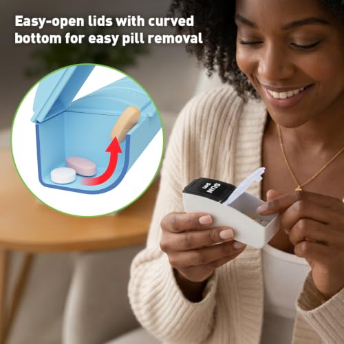 Image of Ezy Dose Weekly (7-Day) AM /PM Pill Organizer, Large Case, Black /White | Daily Vitamin & Supplement Medicine Box, Spacious Pop-Out Compartments, 2 Times a Day Pill Holder, Travel-Friendly, BPA-Free