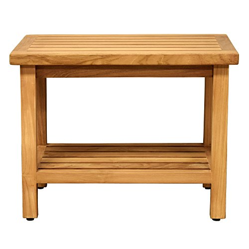 Asta 24 Coast Solid Teak Indoor Outdoor Shower Bath Spa Bench Side Table With Bottom Shelf Fully Assembled Tb 121a Buy Online In El Salvador At Desertcart